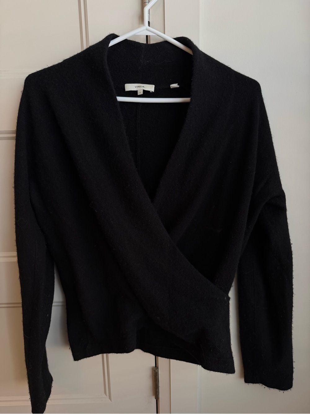 Vince Cashmere Women’s Black Wrap-Style Sweater